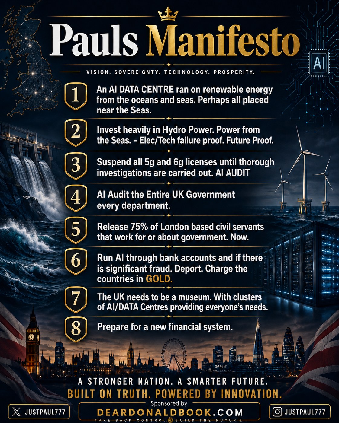 Paul's Manifesto poster: vision, sovereignty, technology and prosperity